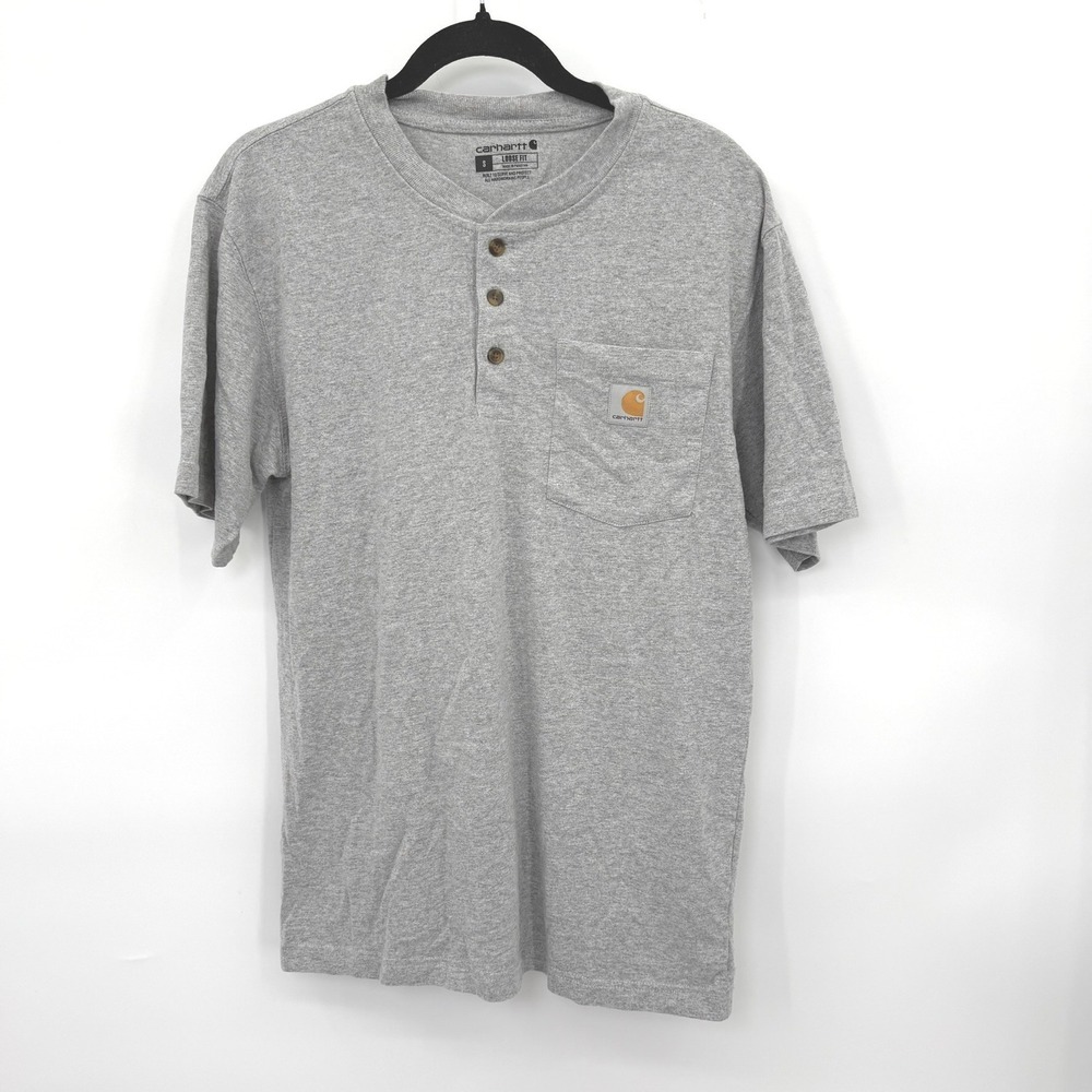 Carhartt Henley Pocket Tee Men S Grey Cotton Workwear Gorpcore Streetwear Casual